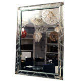 1940's Etched Glass Mirror with Nickel Plated Decor