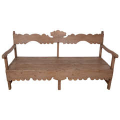 19th C. French Pine 2 Arm Bench