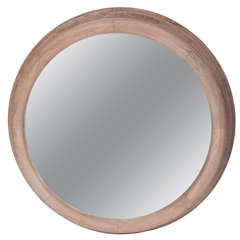 Vintage Bleached Oak Round Wall Mirror