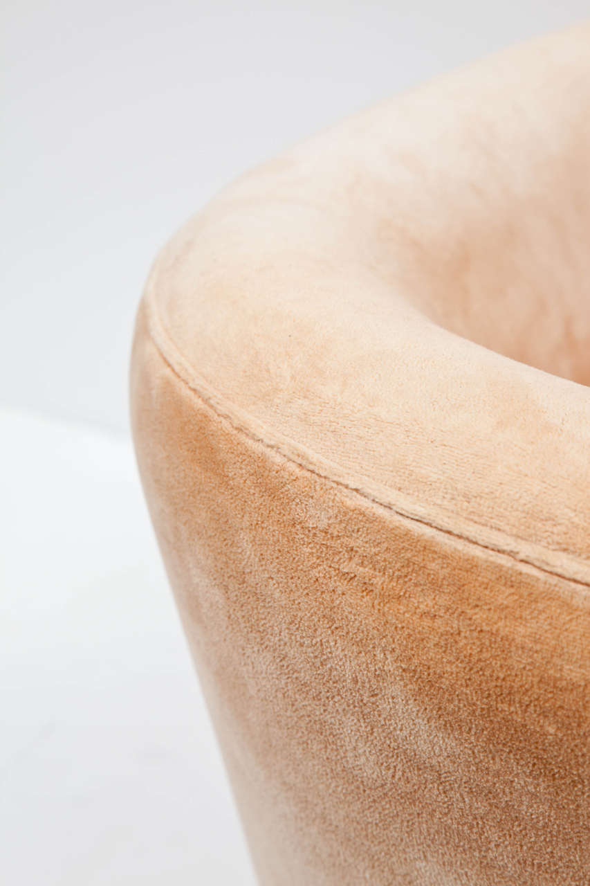 Velvet Brass-Based Swivel Tub Chair by Milo Baughman for Thayer Coggin