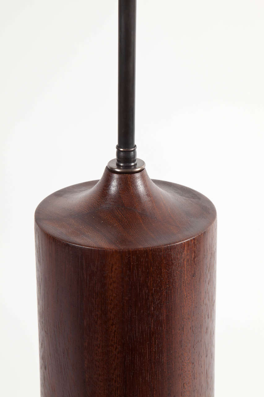 American Pair of Cylindrical Walnut Table Lamps