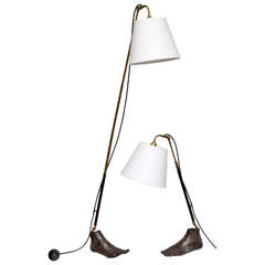 A Pair of 1950's Italian Eccentric Articulated Table/ Floor Lamps