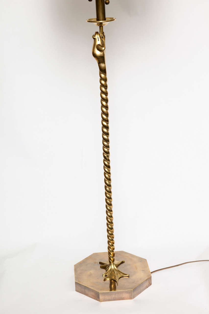 Brass Floor Lamp Art Moderne stylized frog brass 1940's For Sale