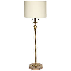 1940s Art Moderne Brass Floor Lamp with Stylized Frog 9