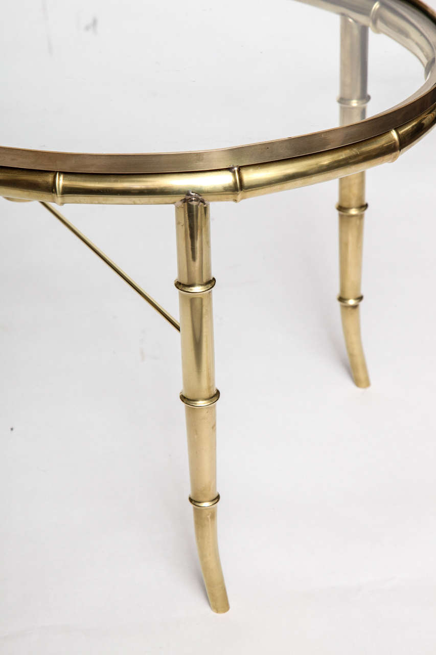 Mid-Century Modern Pair of Italian 1940s Art Moderne Faux Brass Tables