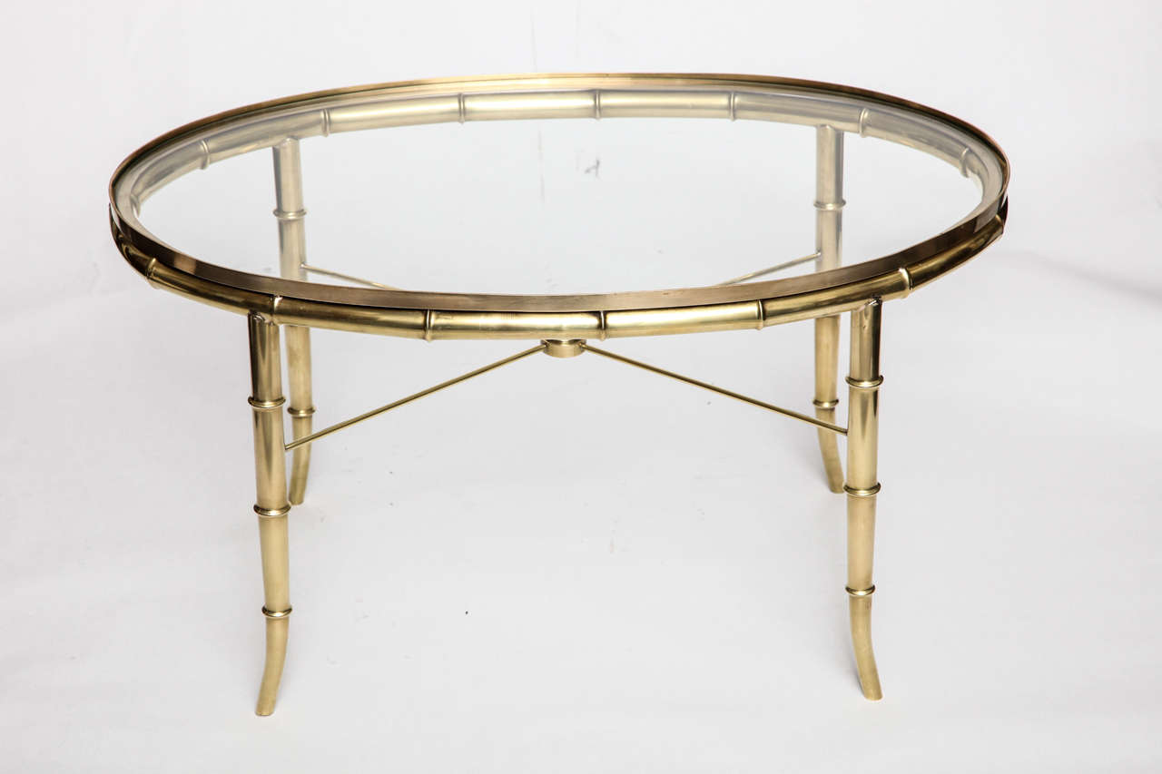 Pair of Italian 1940s Art Moderne Faux Brass Tables In Excellent Condition In New York, NY