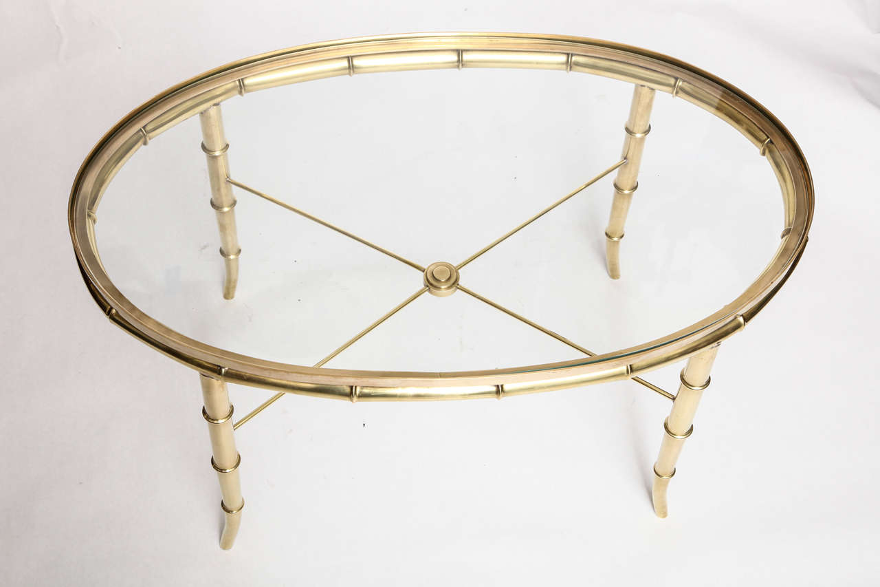 Pair of Italian 1940s Art Moderne Faux Brass Tables 1