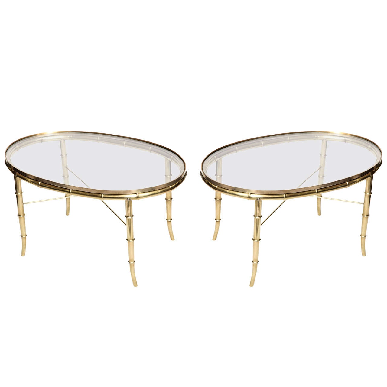 Pair of Italian 1940s Art Moderne Faux Brass Tables