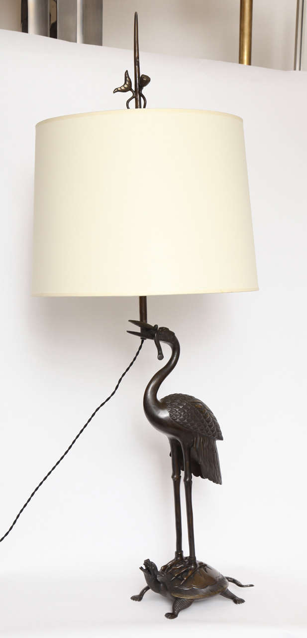 A Pair of 1920's Japanese bronze Table Lamps