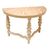 Pair of Faux Marble Top Demi Lune Tables