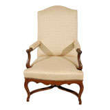 Large Open Arm Chair With Herringbone Upholstery