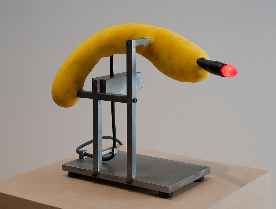 Red Black Yellow Table Lamp - Sculpture by David Lynch