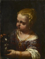 A Girl with a Cat (One of a pair)