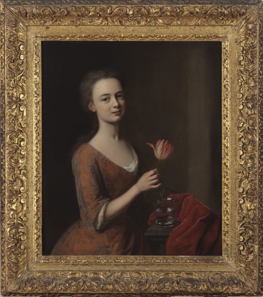 Balthazar Denner Portrait Painting - Portrait of Catharina Denner, the Artist's Daughter (one of a pair)