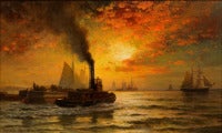 Antique Early Dawn New York Harbor