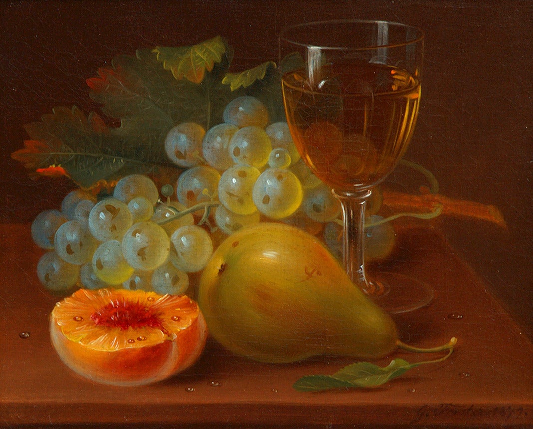 George Forster Still-Life Painting - Still Life with Fruit and Wine Glass