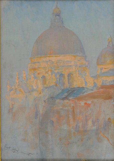 Walter Launt Palmer Landscape Painting - Just Before Sunset, Venice (Santa Maria della Salute)