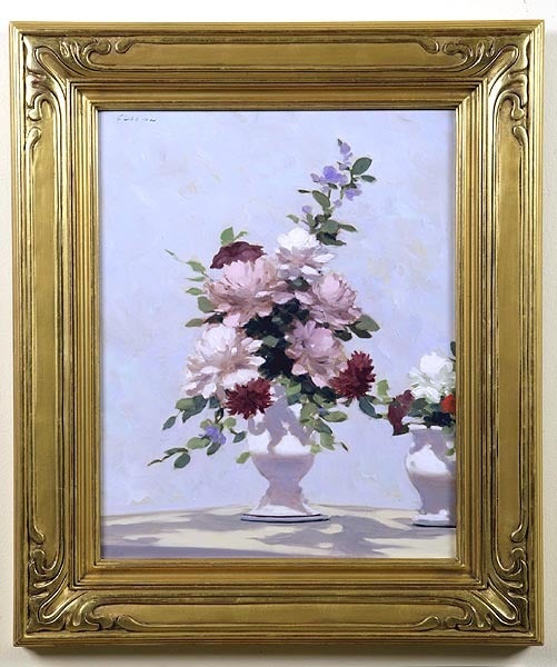 Still Life with Peonies - Painting by André Gisson