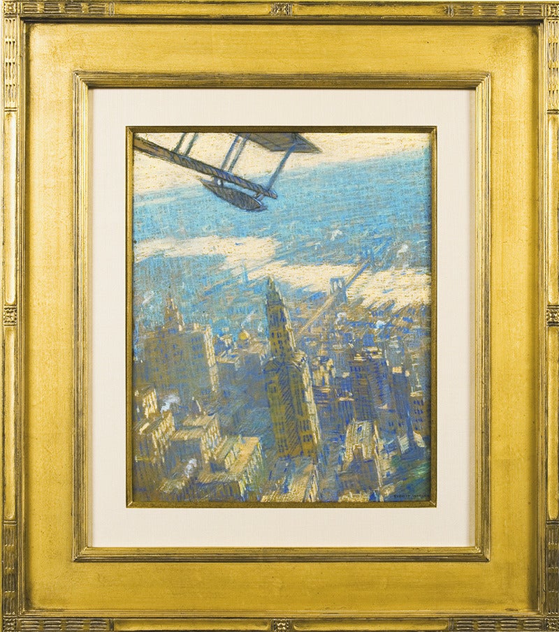 New York from a Sea Plane - Painting by Everett Longley Warner