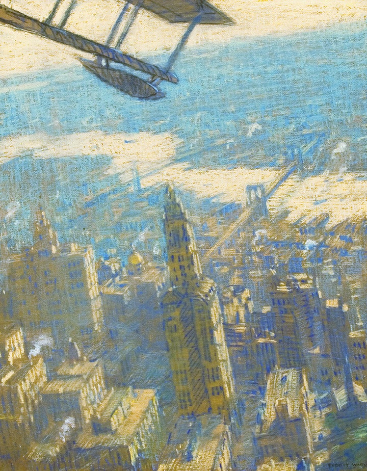 Everett Longley Warner Landscape Painting - New York from a Sea Plane
