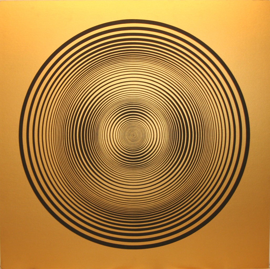 Francis Celentano Abstract Print - Elliptical Series C: Black on Gold