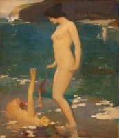 Vintage Bather and Mermaid with Pearl