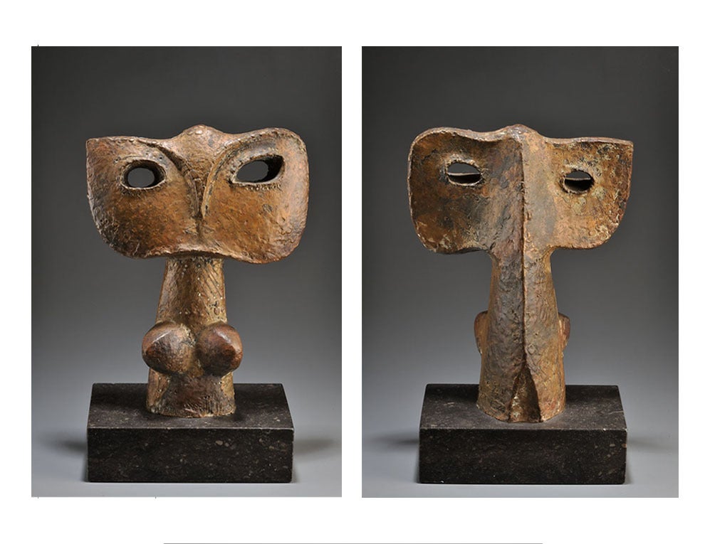 Eric Grate Figurative Sculpture - Ugglegudinnanan, Athena (Owl Goddess, Athena)