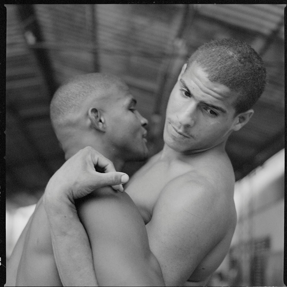 Laurence Salzmann Black and White Photograph - Wrestler's Embrace