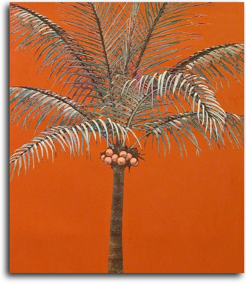Robert Dunahay Landscape Painting - Pink Coconuts (Palm Tree)