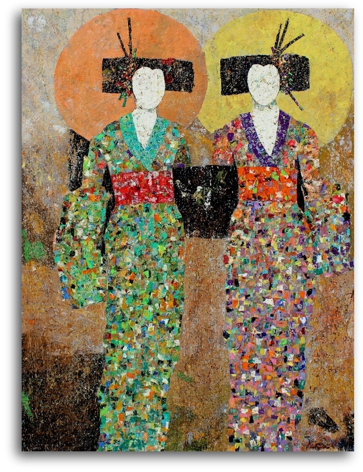 Snowflake and Cherry Blossom - Painting by Zivana Gojanovic