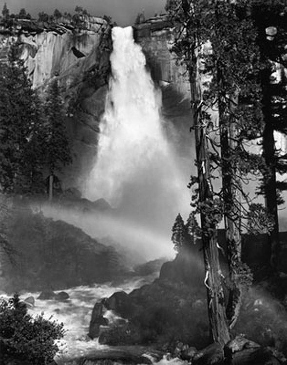 Ansel Adams Landscape Photograph - Nevada Falls, Rainbow, Yosemite, California