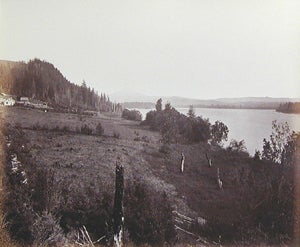 Carleton Watkins Black and White Photograph - Mount Hood from Government Island