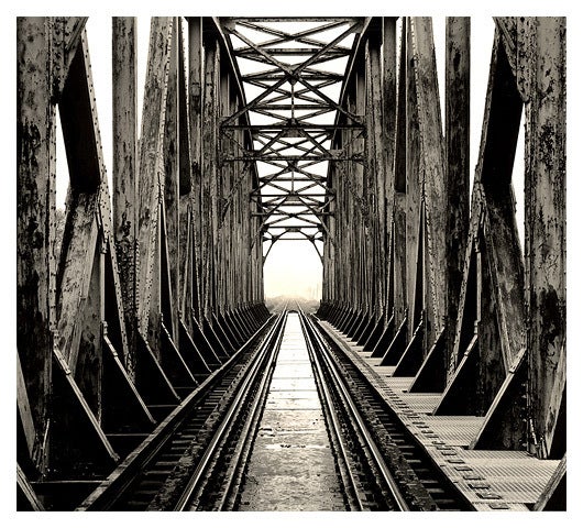 Roman Loranc Black and White Photograph - Train Bridge in Poland