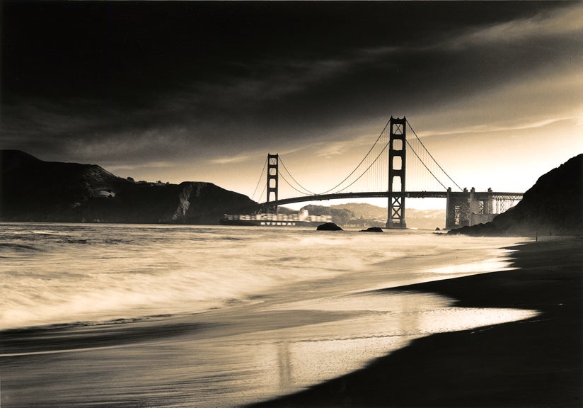 Roman Loranc Black and White Photograph - Morning Reflections, Baker Beach