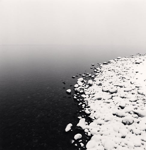 Michael Kenna Abstract Photograph - Snow on Pebbles, Toya Lake, Hokkaido, Japan, 2009
