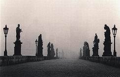 Michael Kenna Black and White Photograph - Charles Bridge, Study 1 Prague, Czechoslovakia