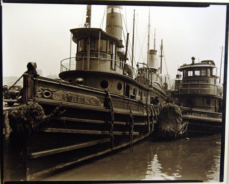 Tugboats, Pier #11, East River - Photograph by Berenice Abbott