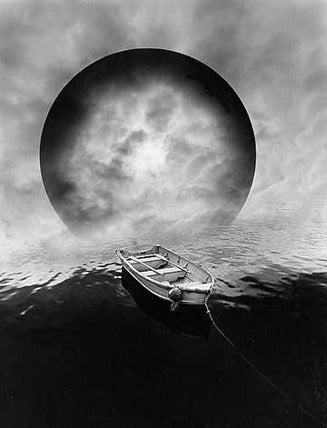Jerry Uelsmann Landscape Photograph - Boat and Sphere 1982
