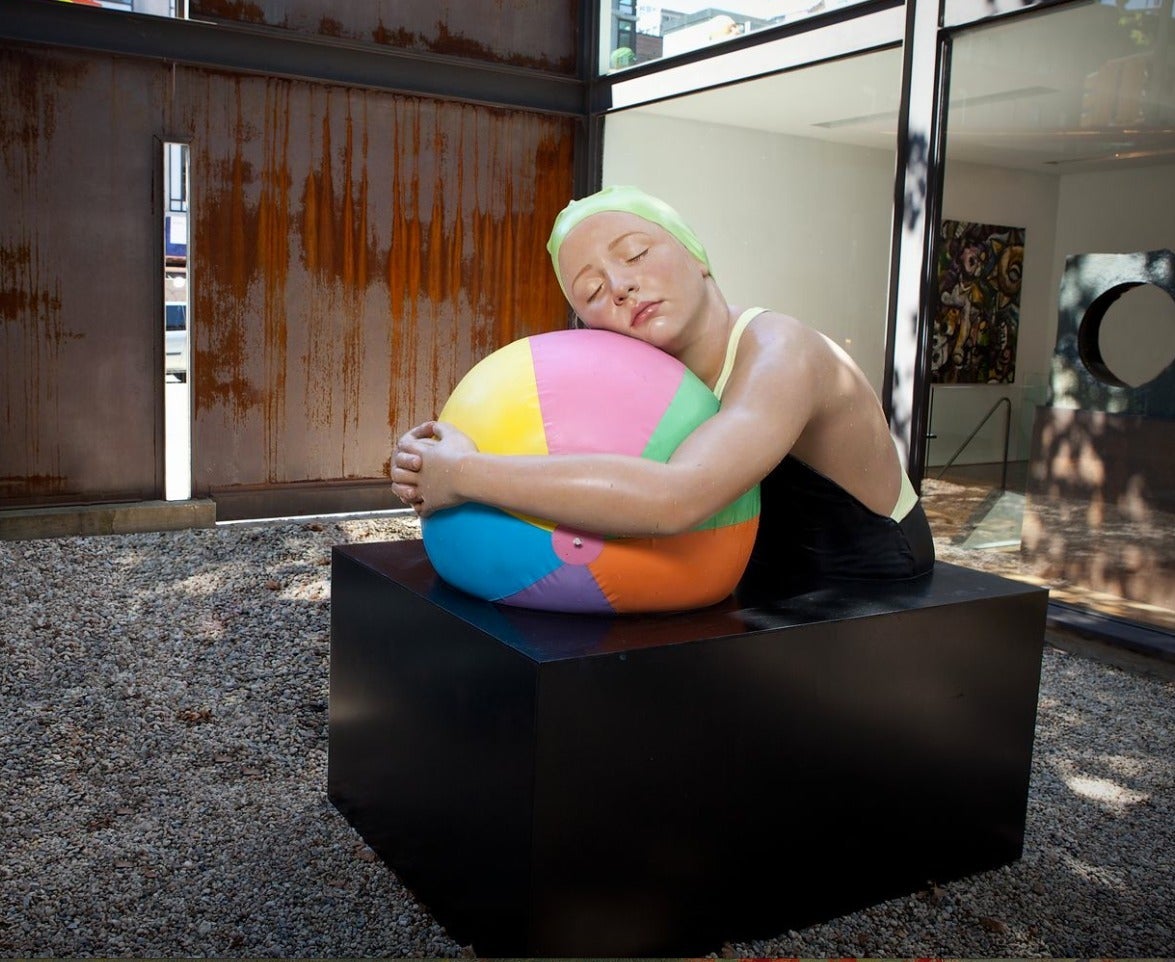 Monumental Brooke with Beach Ball - Sculpture by Carole A. Feuerman