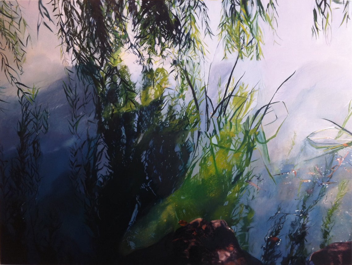 Emma Tapley Landscape Painting - Inversion Reflection Willow