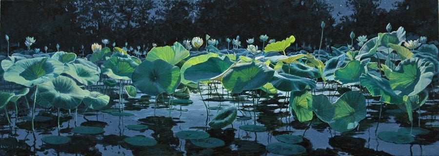 James Winn Landscape Painting - Full Moon Pond Study No. 1