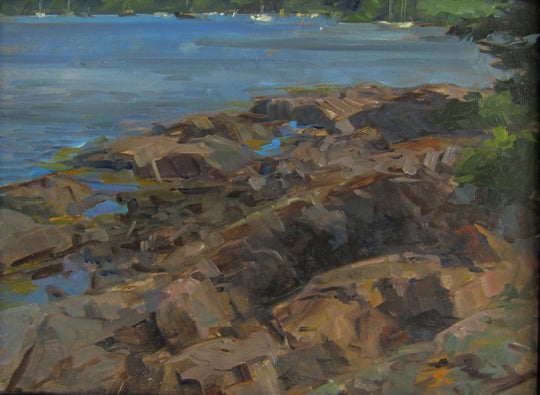 Rocks I, Indian Island - Painting by Alexandra Tyng