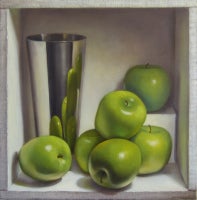 Green Apples With Metal Vase