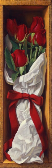 Six Roses For You - Painting by Denise Mickilowski