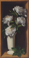 White Peonies in Cream Vase