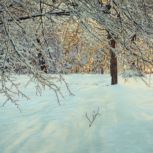 Snowy Branches and Shadows - Painting by Jeffrey Vaughn