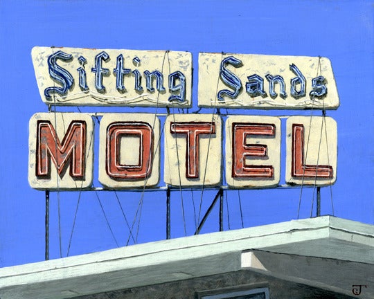 Jeff Gola Landscape Painting - Sifting Sands Motel