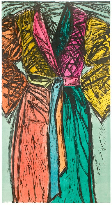 Jim Dine
Bath Robe P/P, 1982
14-color woodcut
65.50 x 35 in

Image size: 65 1/2 x 35 inches
Paper size:73 x 41 inches
Frame size: 83 1/2 x 50 3/4 inches