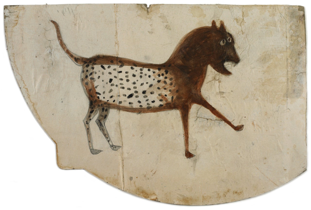 Bill Traylor Animal Painting - Half Spotted Cat