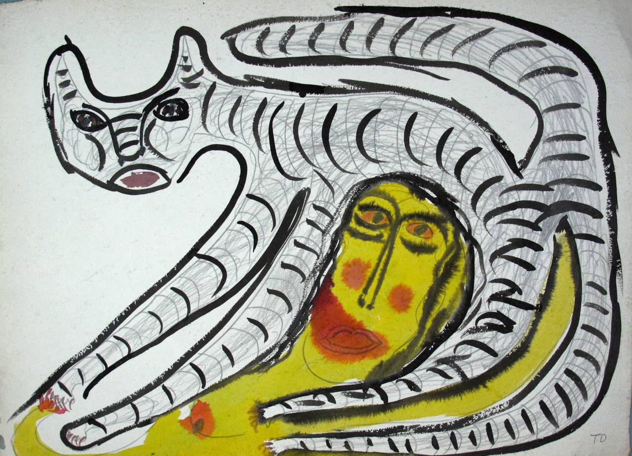 Thornton Dial Figurative Painting - Tiger Will Stand By His Lady